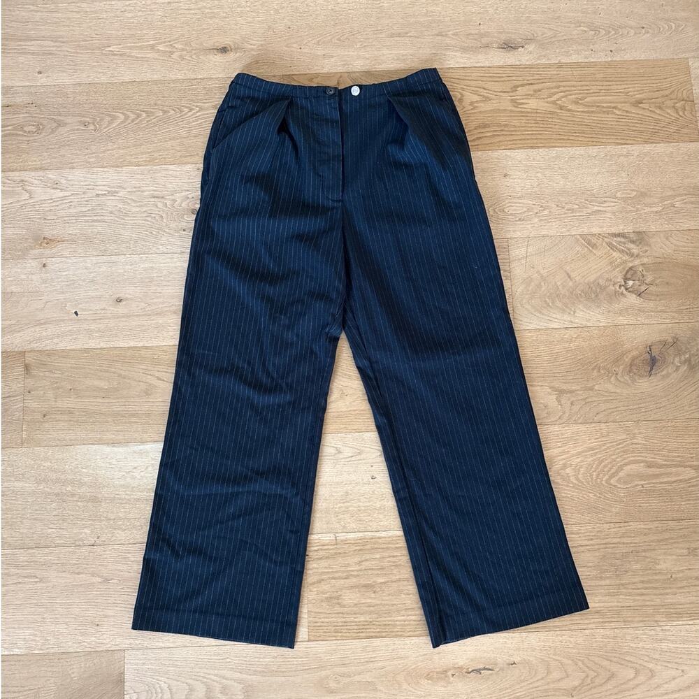 Free People Trousers Tyler Pinstripe Size L Black White